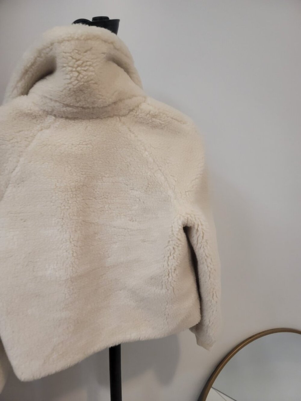 J Crew Sherpa Zip Up Bomber Jacket Cream Faux Shearling Fleece Womens Xs - Picture 6 of 7